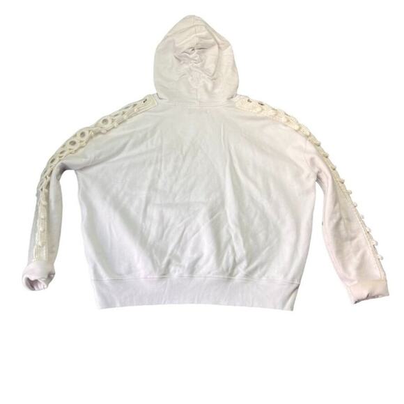 Levi's Hoodie Womens Large White Made Crafted Crochet Kangaroo Pockets Pullover - Picture 3 of 15